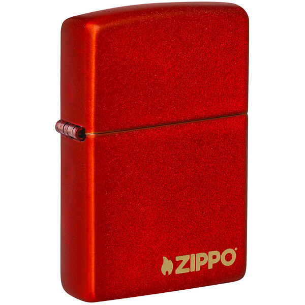 Зажигалка ZIPPO Логотип с металлизированным красным покрытием | Logo Metallic Red, латунь/сталь, красная, матовая, 38x13x57 мм