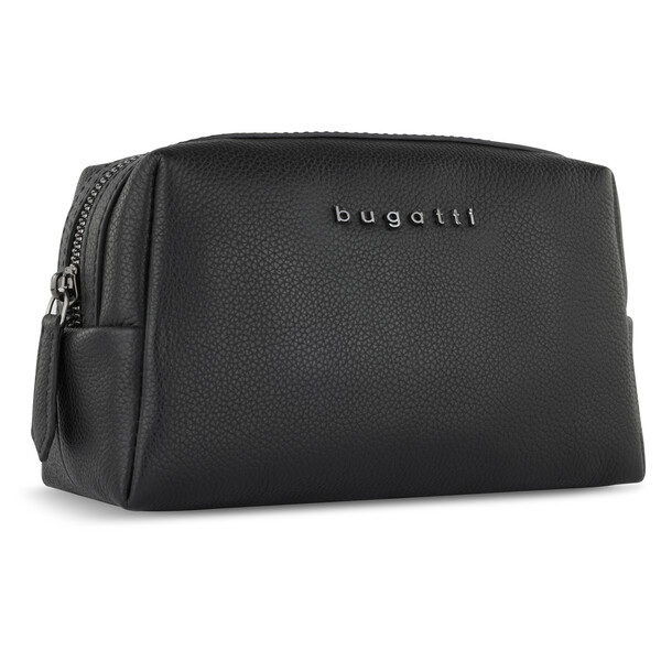 Косметичка BUGATTI БЕЛЛА | BELLA, чёрная, воловья кожа/полиэстер, 19х8,5х11 см