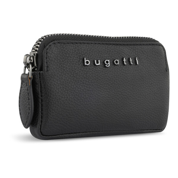 Ключница BUGATTI БЕЛЛА | BELLA, чёрная, воловья кожа/полиэстер, 12х1,5х7 см