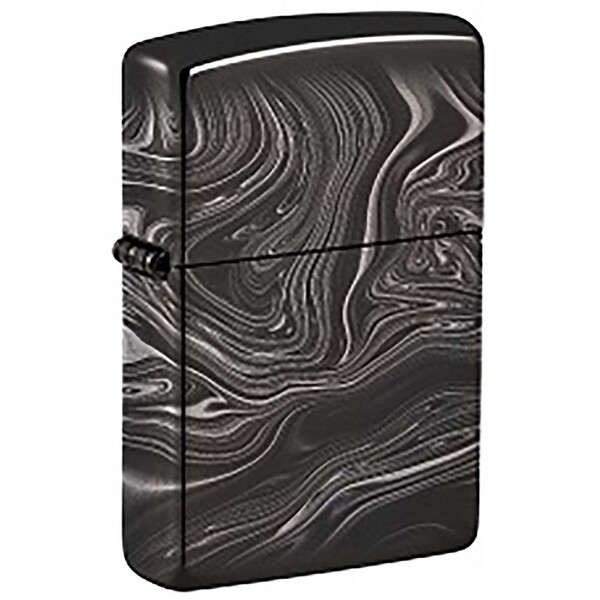 Зажигалка ZIPPO Мраморный узор с черным глянцевым покрытием | Marble Pattern High Polish Black, латунь/сталь, чёрная, 38x13x57 мм