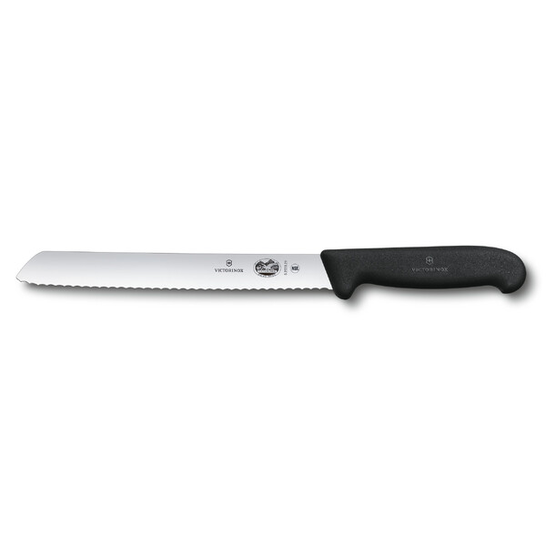 Нож для хлеба VICTORINOX Fibrox с волнистым лезвием 21 см, чёрный