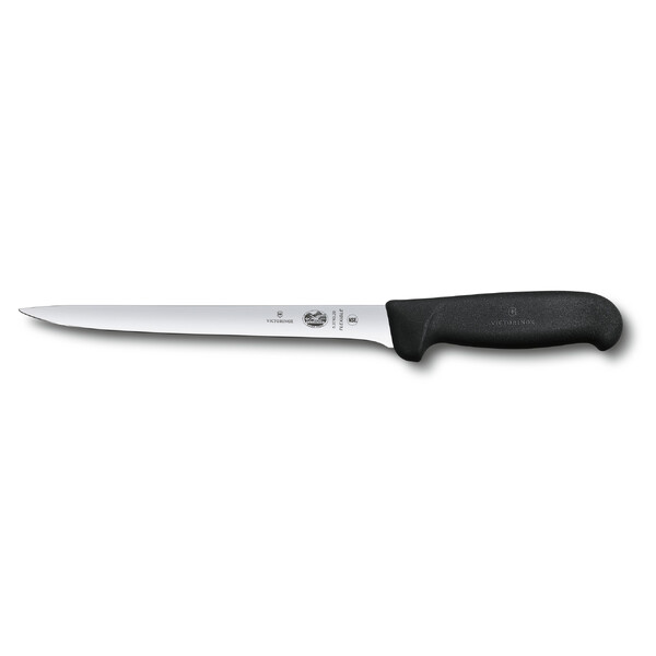 Нож филейный VICTORINOX Fibrox с гибким изогнутым лезвием 20 см, чёрный