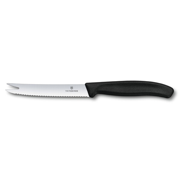 Нож для сыра и колбасы VICTORINOX SwissClassic, лезвие 11 см с волнистой кромкой, чёрный