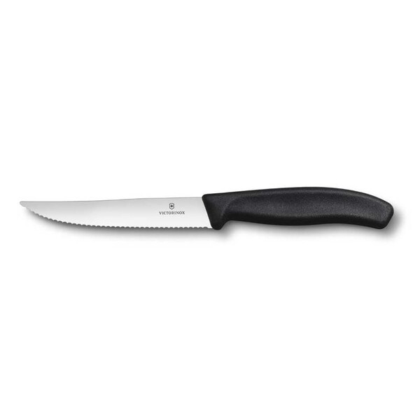 Нож для стейка и пиццы VICTORINOX SwissClassic "Gourmet", 12 см, с волнистой кромкой, чёрный