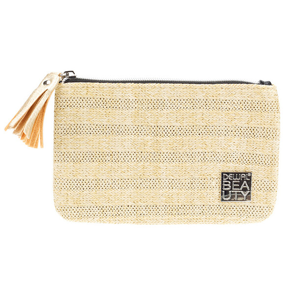 Косметичка Dewal Beauty серия "Рогожка", беж. темный, 20х13,6х1,0