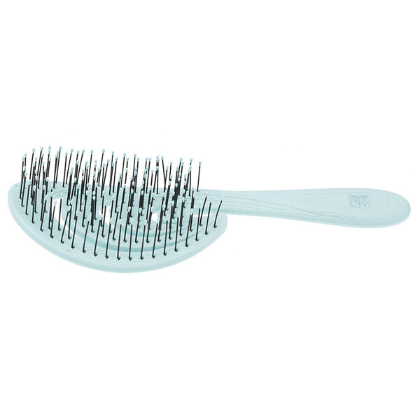Щетка Dewal Beauty серия "Ocean wave", продувная, с нейлоновым штифтом, форма волна, голубая