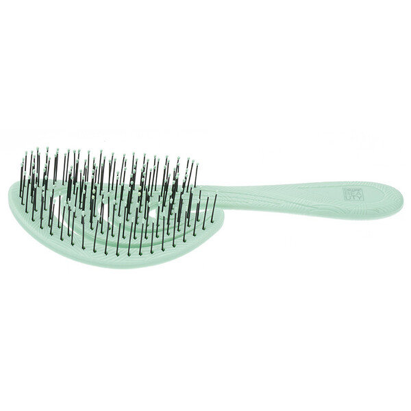 Щетка Dewal Beauty серия "Ocean wave", продувная, с нейлоновым штифтом, форма волна, зеленая