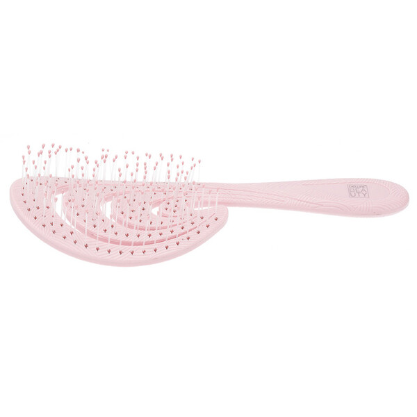 Щетка Dewal Beauty серия "Ocean wave", продувная, с нейлоновым штифтом, форма волна, розовая