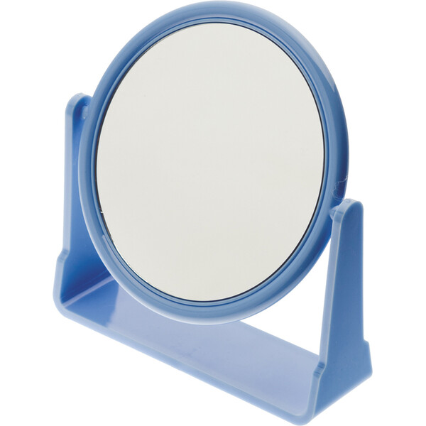 Зеркало Dewal Beauty настольное, в оправе синего цвета, на пластковой подставке, 175x160х10мм
