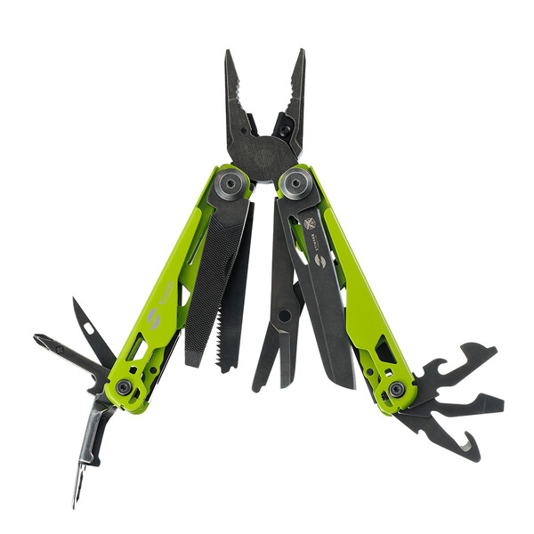 Мультитул Stinger, 107 х 19 мм, 19 функций, сталь, салатовый корпус, стоунвош, в картонной коробке, в комплекте нейлоновый чехол