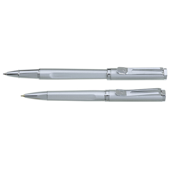 Набор Pierre Cardin коллекция «ПАРА | PEN&PEN» : ручка шариковая + роллер. Цвет - серебристый. Упаковка Е.