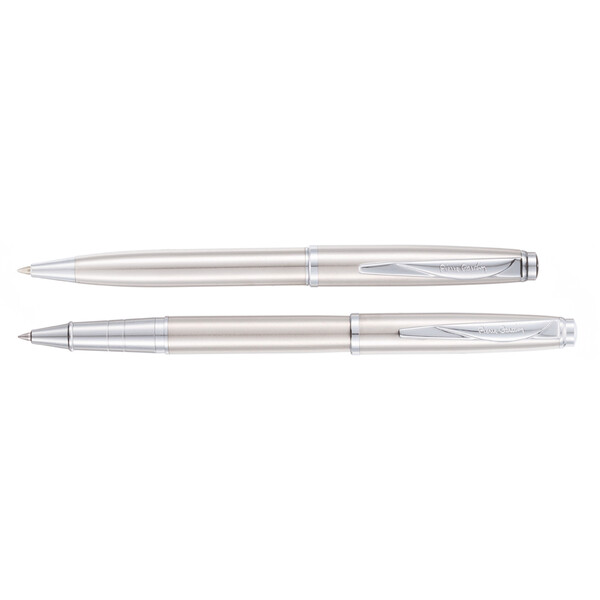 Набор Pierre Cardin коллекция «ПАРА | PEN&PEN» : ручка шариковая + роллер. Цвет - серебристый. Упаковка Е.