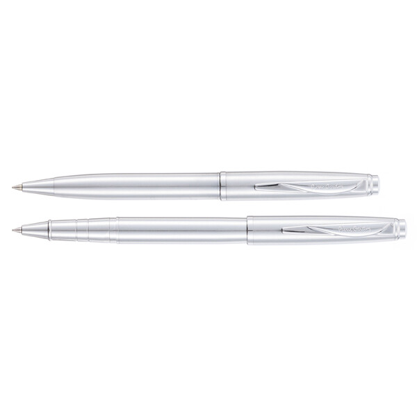 Набор Pierre Cardin коллекция «ПАРА | PEN&PEN» : ручка шариковая + роллер. Цвет - стальной. Упаковка Е.