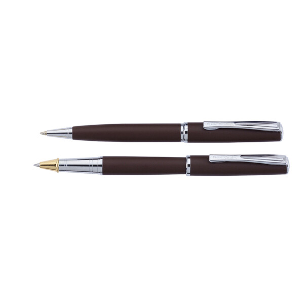 Набор Pierre Cardin коллекция «ПАРА | PEN&PEN»: ручка шариковая + роллер. Цвет - коричневый матовый. Упаковка Е.