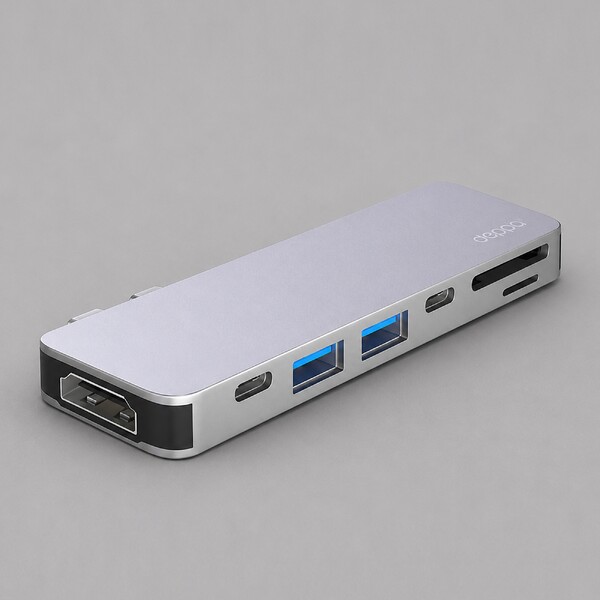USB-C адаптер для MacBook 7-в-1, серебро, Deppa