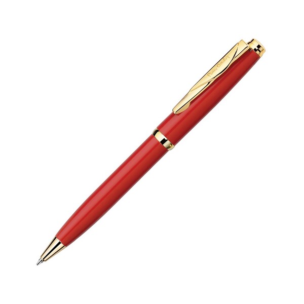 Ручка шариковая Pierre Cardin коллекция «ГАММА КЛАССИКА (GAMME CLASSIC)». Корпус - латунь с лакированным покрытием. Отделка и детали дизайна - сталь с позолотой. Цвет - красный. Упаковка E.