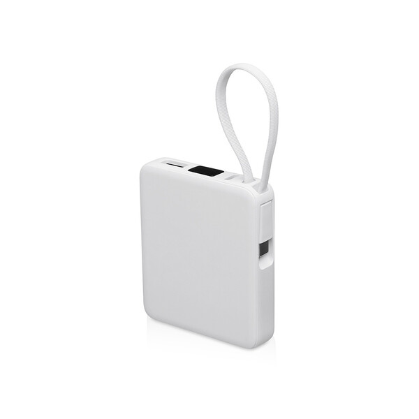 Внешний аккумулятор со встроенным кабелем USB-C «Дэнси», 5000 мАч, белый