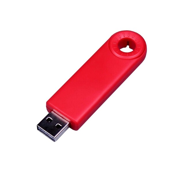 USB-флешка промо на 32 Гб прямоугольной формы, выдвижной механизм, красный